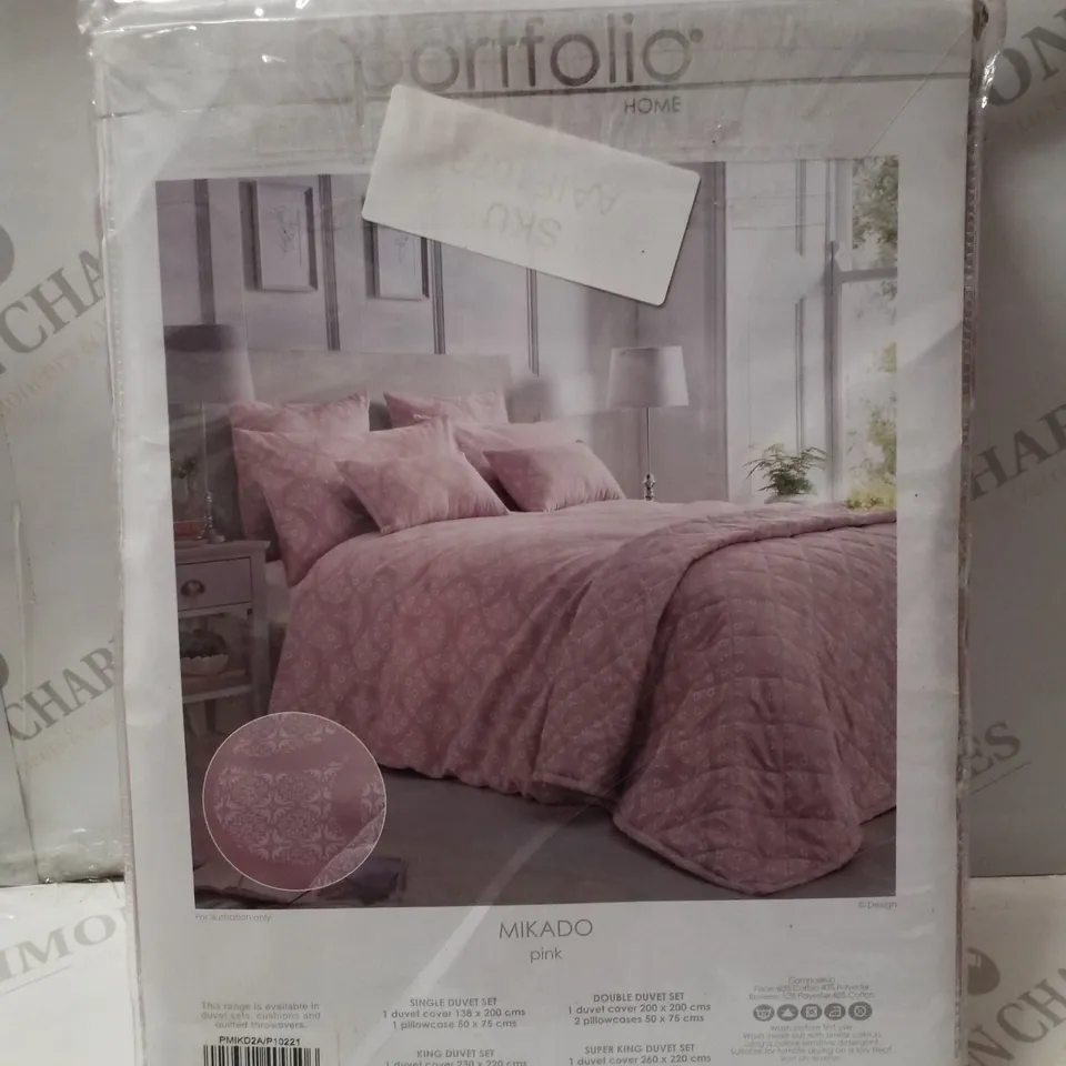 BRAND NEW PORTFOLIO MIKADO DOUBLE 200×200CM DUVET SET - PINK