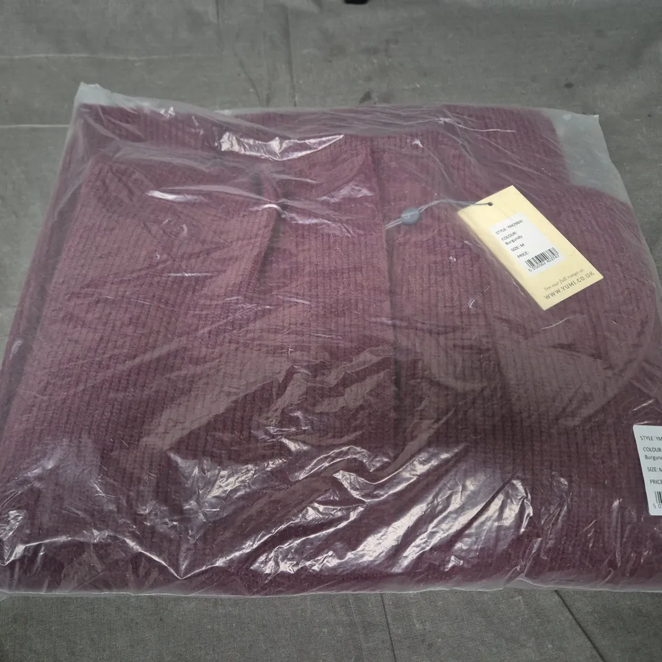 YUMI BURGUNDY KNIT CARDIGAN – YM29841, UK SIZE M