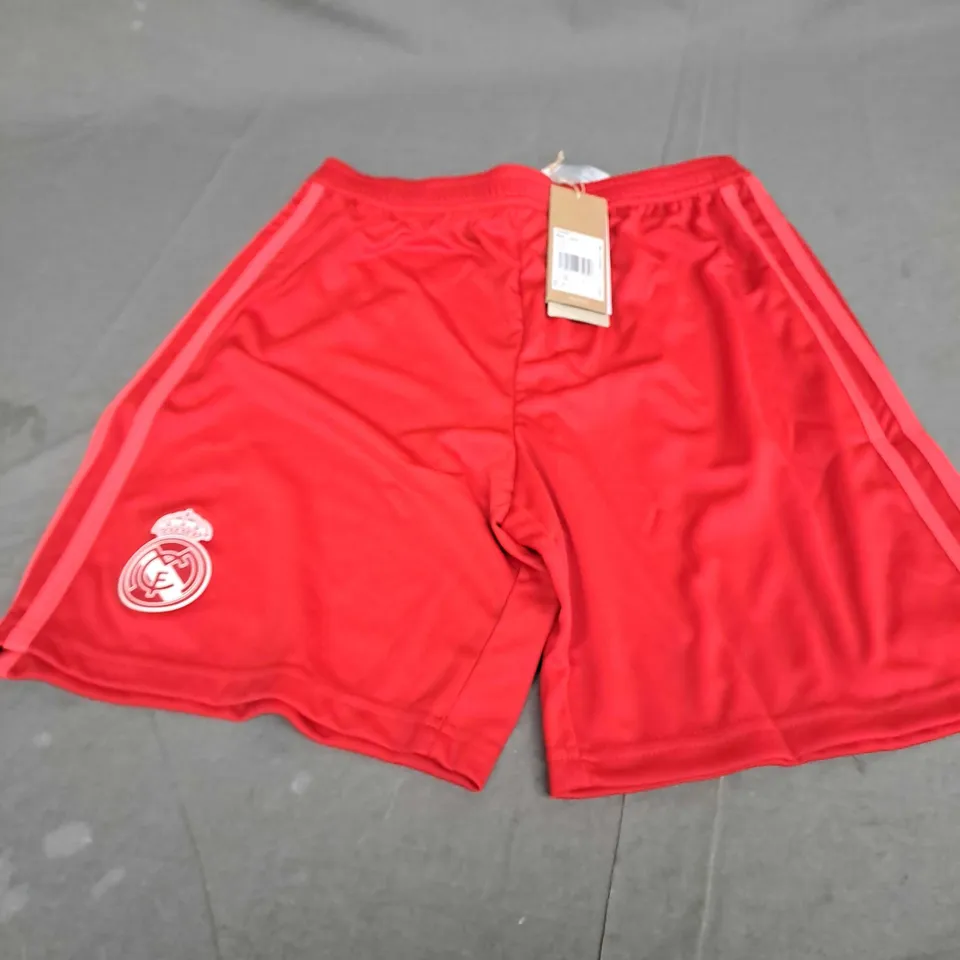 ADIDAS REAL MADRID RED SHORTS - UK 13-14 YEARS