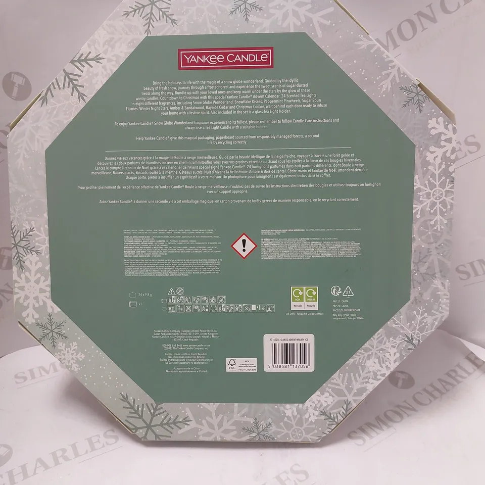 YANKEE CANDLE SNOW GLOBE WONDERLAND ADVENT CALENDAR WREATH
