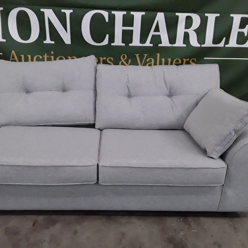 QUALITY DESIGNER LARGE CORNER SOFA LHF SECTION - LIGHT SILVER TWEED BLEND FABRIC 