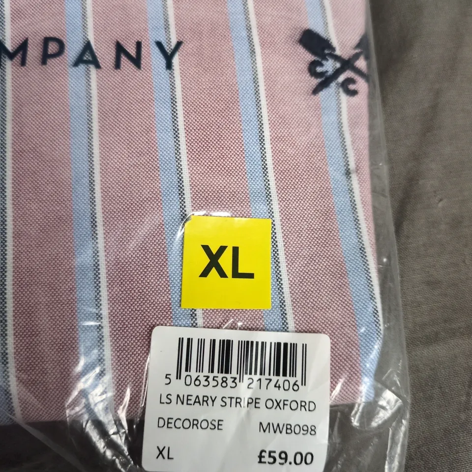 XL CREW CLOTHING COMPANY PINK & BLUE STRIPED OXFORD SHIRT – MEN'S