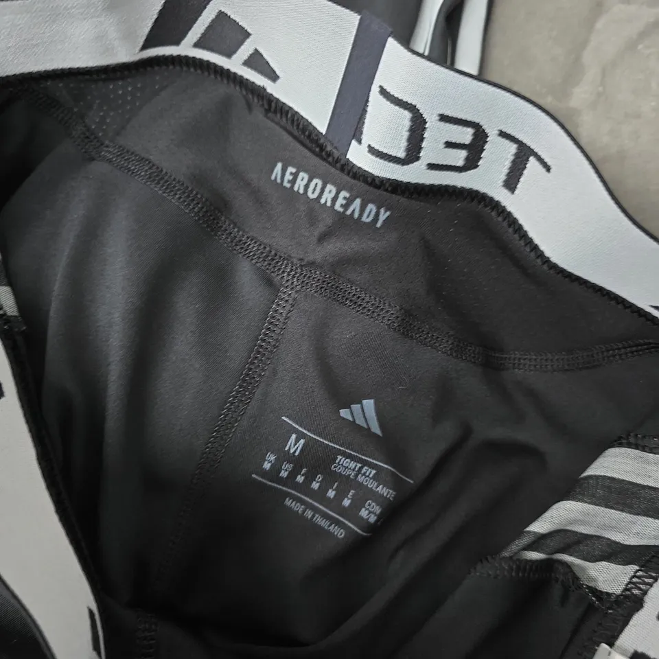 ADIDAS TECHFIT 3 STRIPE TIGHT FIT BOTTOMS IN BLACK - MEDIUM