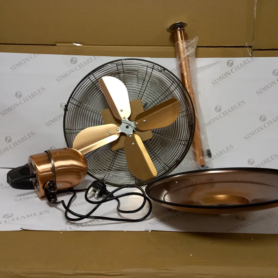 TOWER COPPER METAL PEDESTAL FAN 