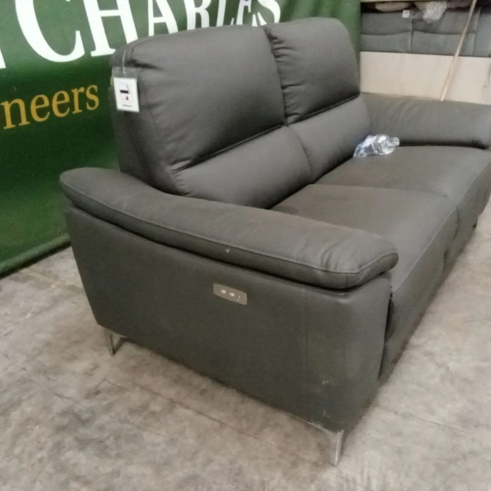 PAVILION 2 SEATER LEATHER/FAUX LEATHER POWER RECLINER SOFA - CHARCOAL RRP £949