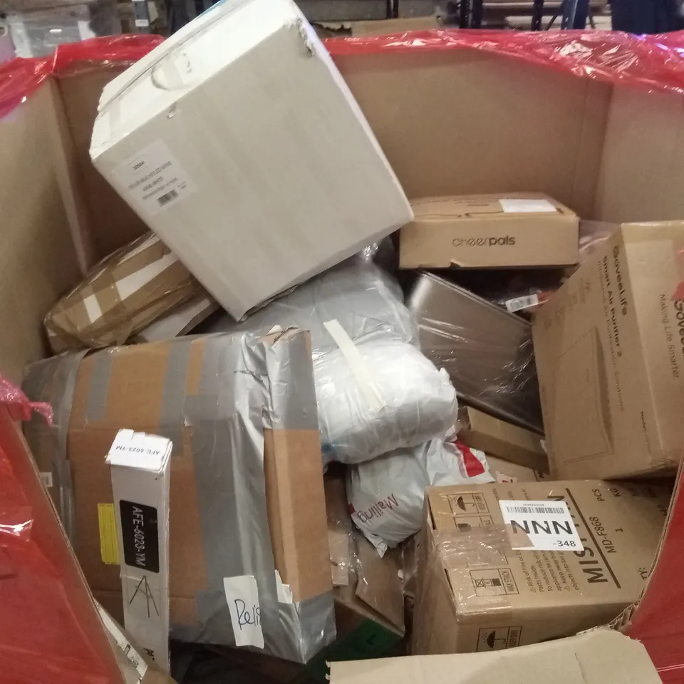 PALLET OF ASSORTED HOUSEHOLD GOODS AND PRODUCTS TO INCLUDE; MIST FAN, AIR PURIFIER, BOXED FURNITURE ETC