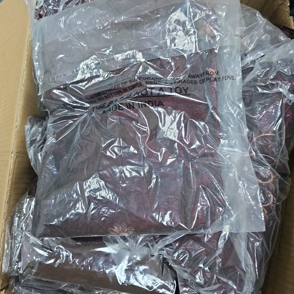 APPROXIMATELY 35 TAMSY VELVET EMBROIDERED TOPS – BURGUNDY, ONE SIZE