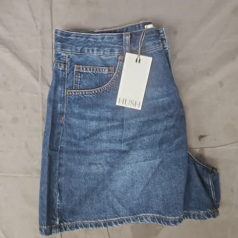 HUSH LARISSA DENIM SHORTS IN BLUE SIZE 16