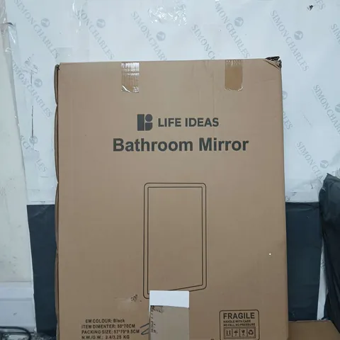 50 X 70  X 2CM BLACK BATHROOM MIRROR 