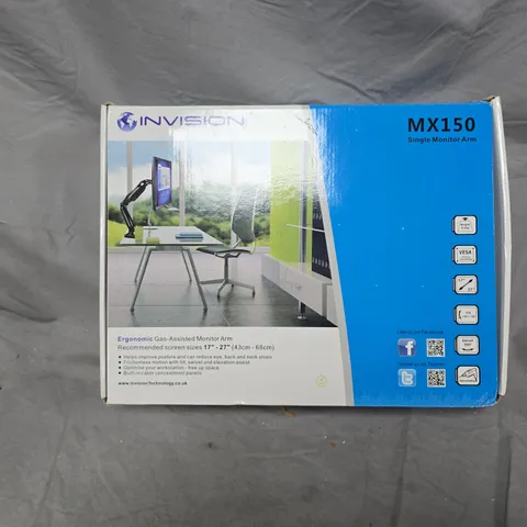 INVISION MX150 SINGLE MONITOR ARM – BOXED