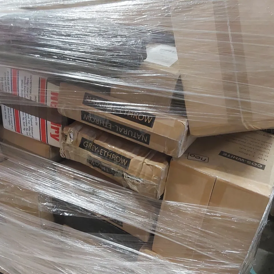 PALLET CONTAINING A LARGE QUANTITY OF ASSORTED NEO PRODUCTS INCLUDING: SACK TRUCKS, ELECTRIC BLANKETS, CHRISTMAS DECORATIONS, SUITCASES, MAKEUP ORGANISERS ECT