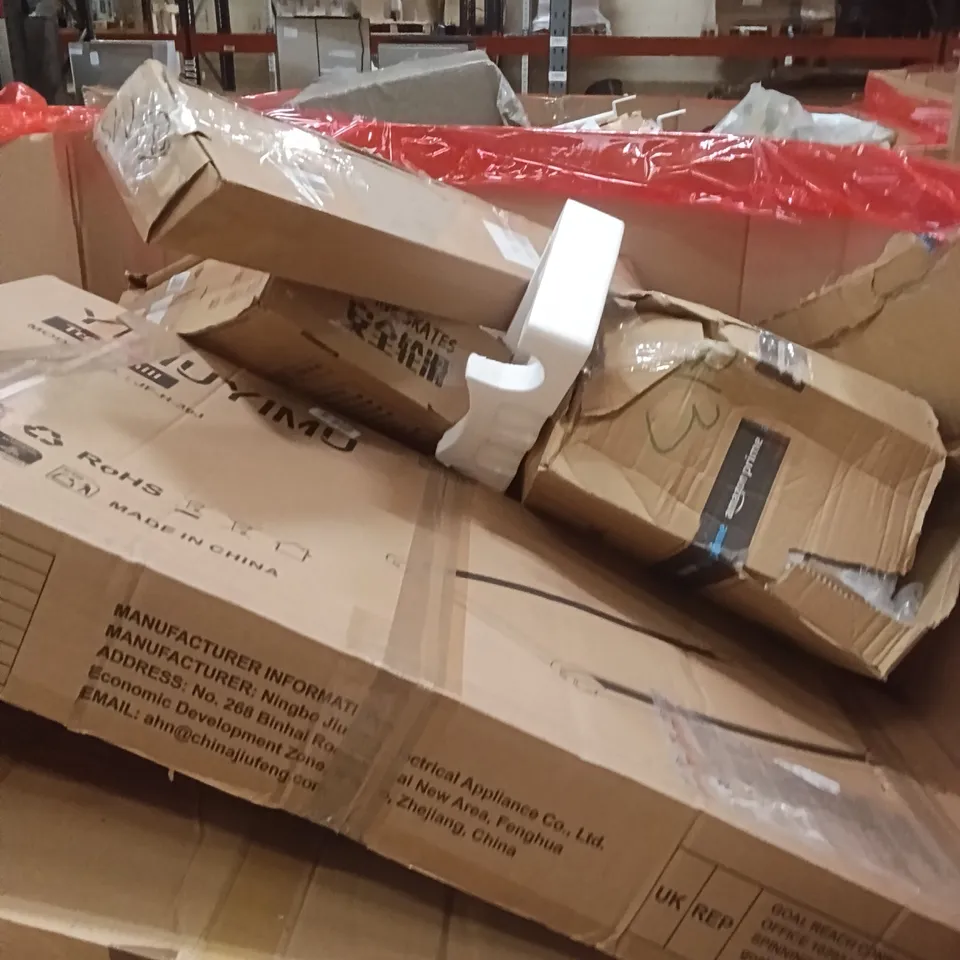 PALLET OF ASSORTED ITEMS INCLUDING - RETRACTABLE SAFETY GATE, TREADMILL 