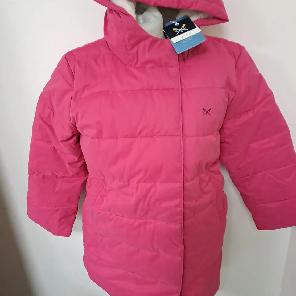 CREW CLOTHING KIDS LONGLINE DUVET COAT IN PINK - 10/11