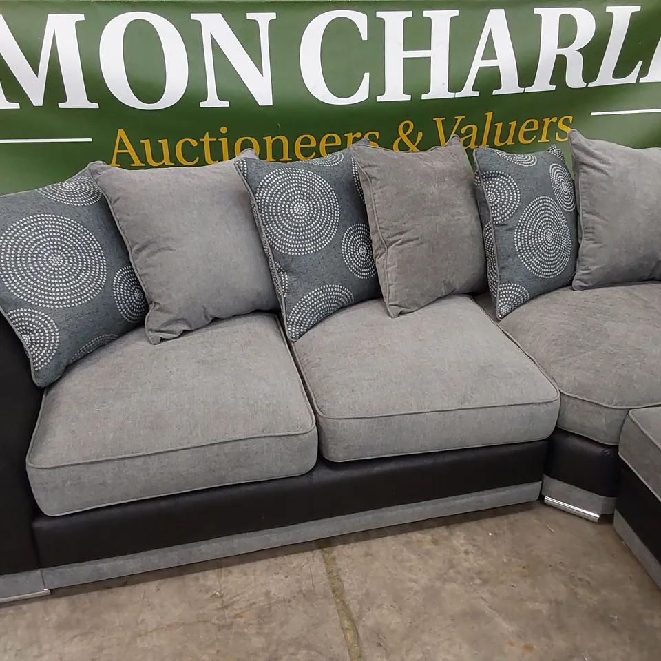 QUALITY DESIGNER DANUBE SCATTERBACK CORNER SOFA - BLACK/GREY
