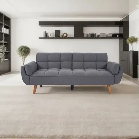 BOXED FABRIC SOFA BED 191.5CM MODERN 3 SEAT CLICK CLACK SOFA BED IN LIGHT GREY (1 BOX)