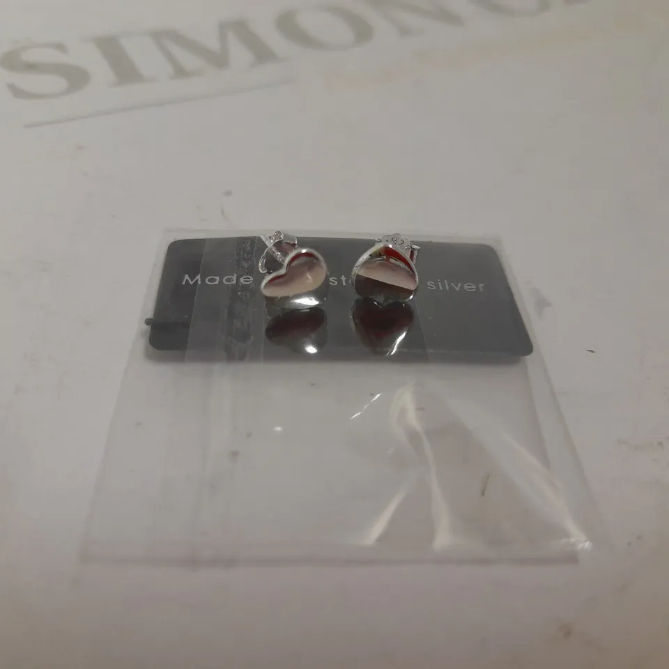 PHILIP JONES JEWELLERY SILVER HEART STUD EARRINGS