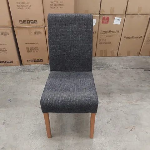 DESIGNER CHUNKY WEAVE FABRIC HIGH BACK UPHOLSTERED DINING CHAIR