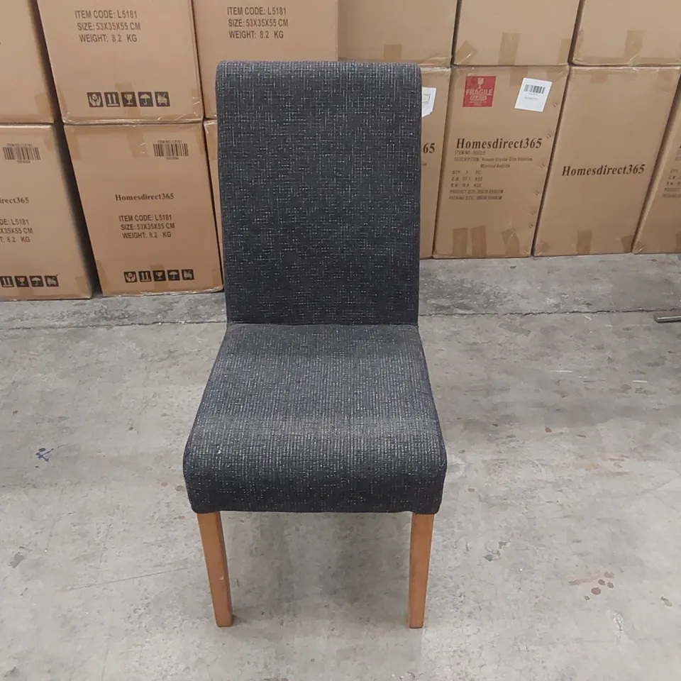 DESIGNER CHUNKY WEAVE FABRIC HIGH BACK UPHOLSTERED DINING CHAIR