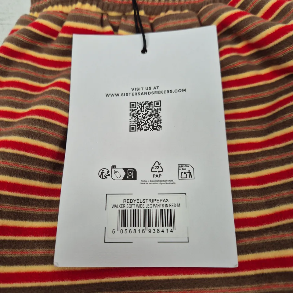 SISTERS AND SEEKERS WALKER SOFT WIDE LEG PANTS IN RED STRIPE - SIZE M