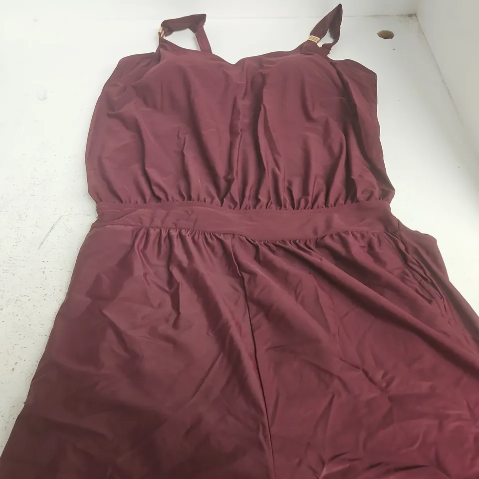 BLOOMCHIC BURGUNDY WOMEN’S PLAYSUIT, UK 22-24 (US 18-20) – SLEEVELESS WITH WAIST BELT