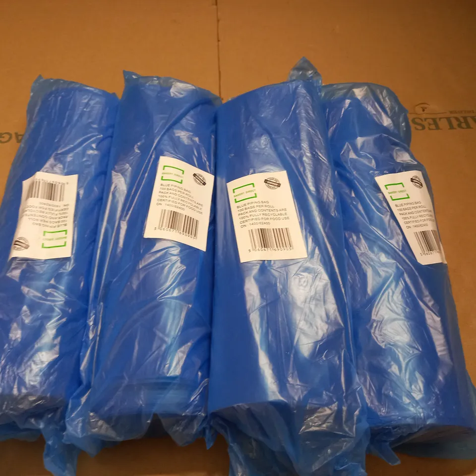 LOT OF 4 100-BAG PACKS OF BLUE PIPING BAGS