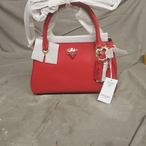 GUESS RED LEATHER HANDBAG WITH TOP HANDLES – BRAND TAG ATTACHED