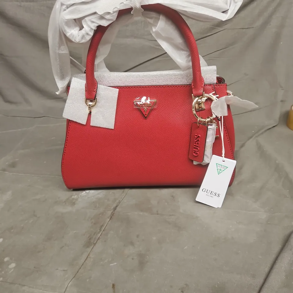 GUESS RED LEATHER HANDBAG WITH TOP HANDLES – BRAND TAG ATTACHED