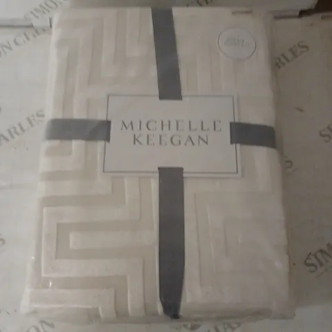 MICHELLE KEEGAN HOME LUXE CUT GREEK KEY DUVET COVER SET, IVORY, DOUBLE