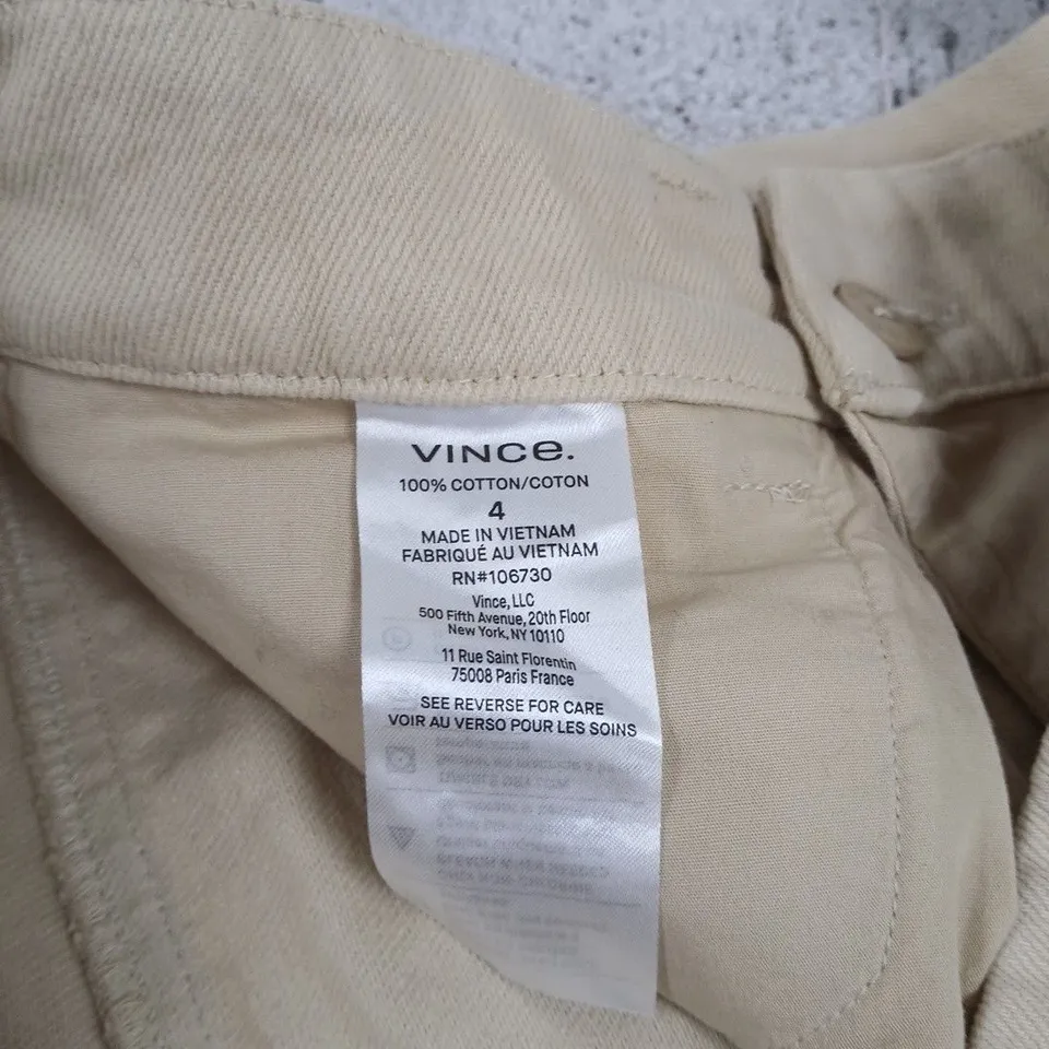 UK 8 VINCE BEIGE COTTON CHINOS - WOMEN'S (US 4)