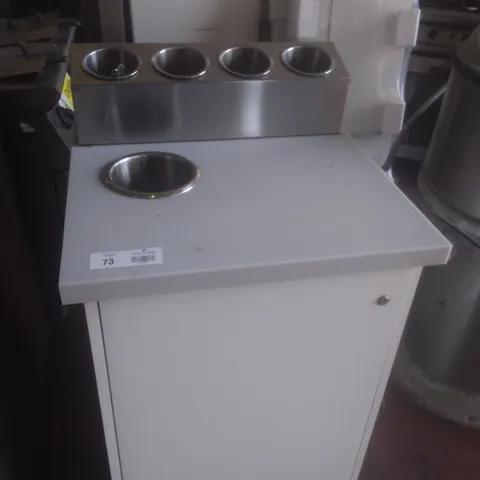 MOBILE CUTLERY CART WITH WASTE COMPARTMENT