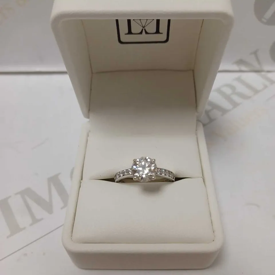 MOISSANITE LADY LYNSEY 9CT GOLD 2.25 TOTAL ROUND BRILLIANT MOISSANITE SOLITAIRE RING - SIZE R RRP £699