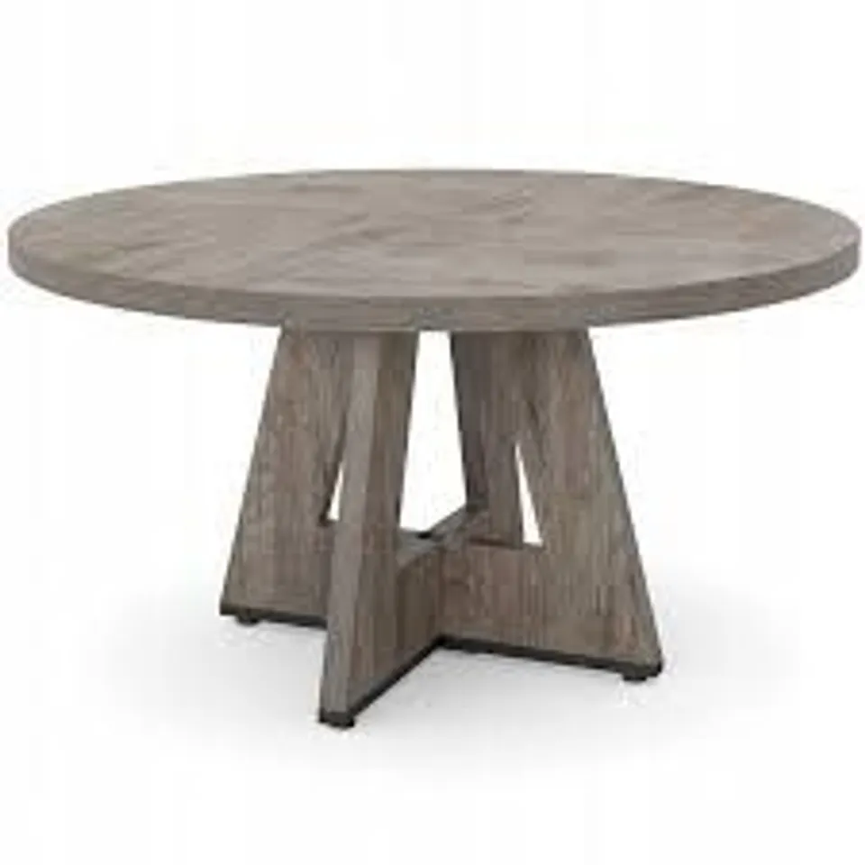 BOXED LANTINE 47-INCH ROUND CONFERENCE TABLE FOR 4-6 PEOPLE, WOODEN MEETING ROOM TABLE WITH THICKEN TABLETOP AND WOOD BASE (GREY)