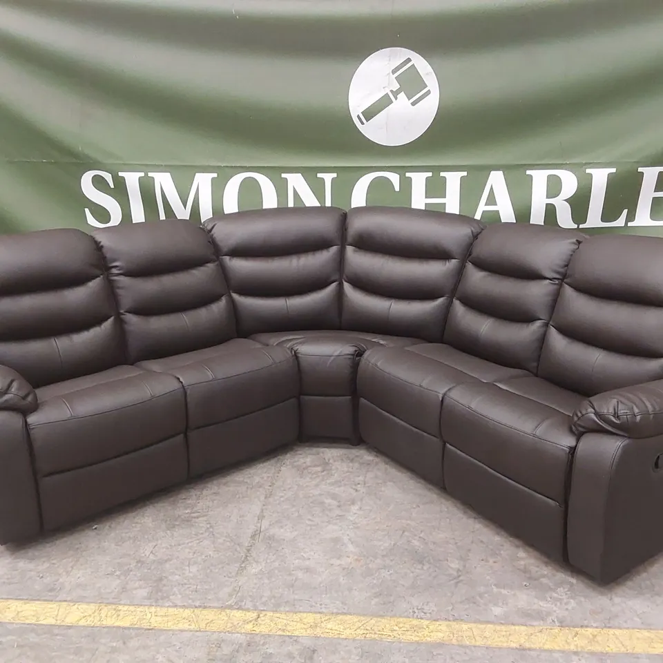 ROTHBURY LUXURY FAUX LEATHER HIGH BACK MANUAL RECLINER CORNER GROUP SOFA RRP £1599
