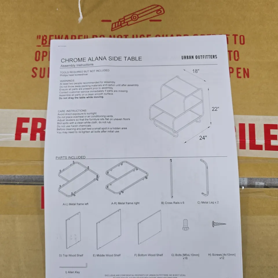 URBAN OUTFITTERS CHROME ALANA SIDE TABLE