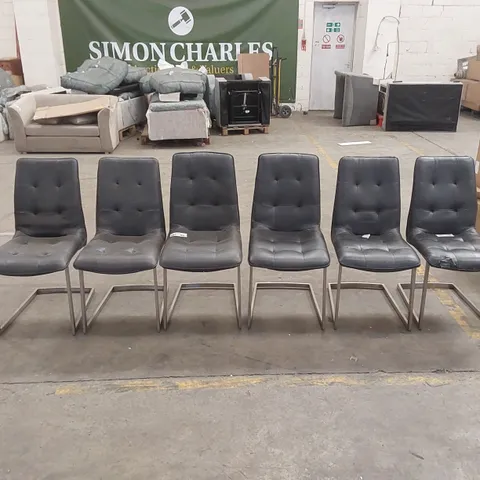 SET OF 6x DESIGNER FAUX LEATHER DINING CHAIRS 