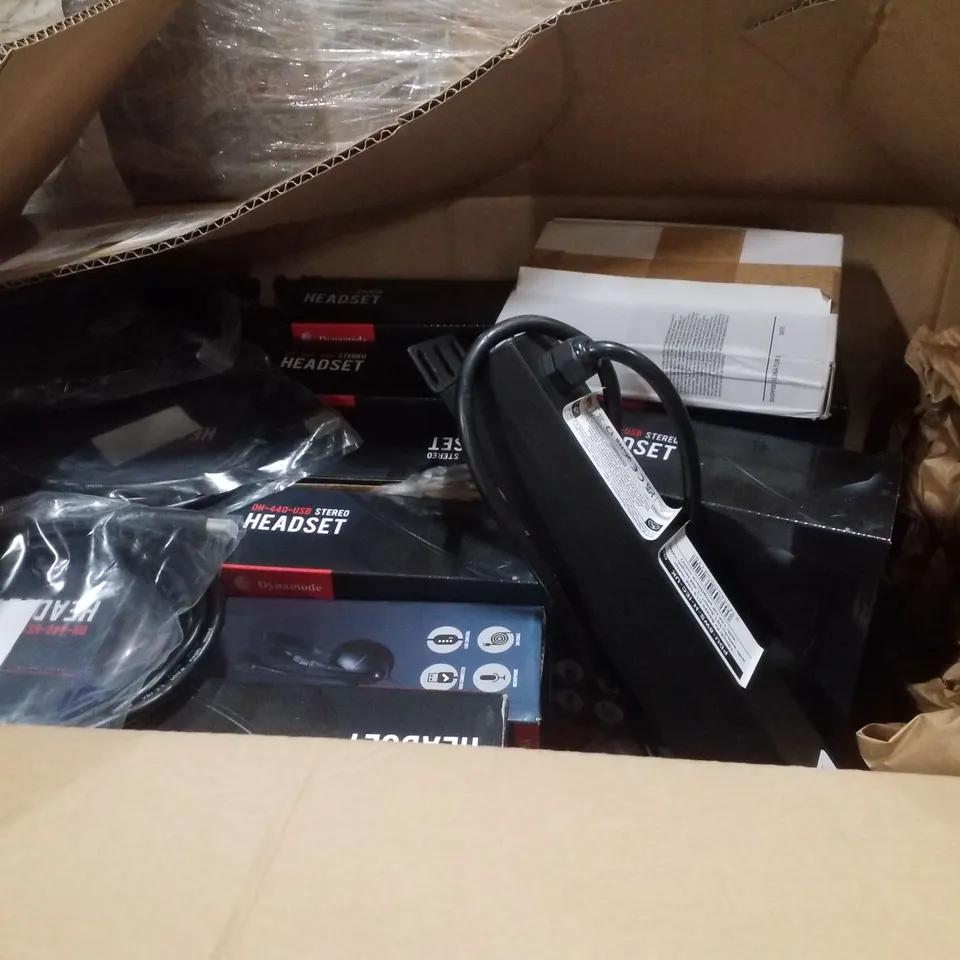 PALLET CONTAINING ASSORTED IT & NETWORKING PRODUCTS INCLUDING DEEP WALL CABINET, EXTENSION CORDS, STEREO HEADSETS & 3.5" EXTERNAL HARD DISK ENCLOSURE