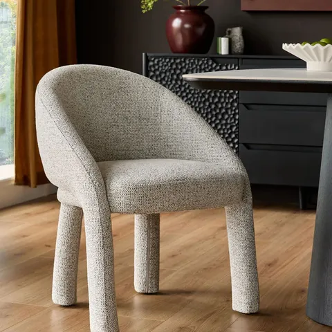 BOXED DANETTI EASTON LIGHT GREY FABRIC DINING CHAIR - SALT/PEPPER (1 BOX)