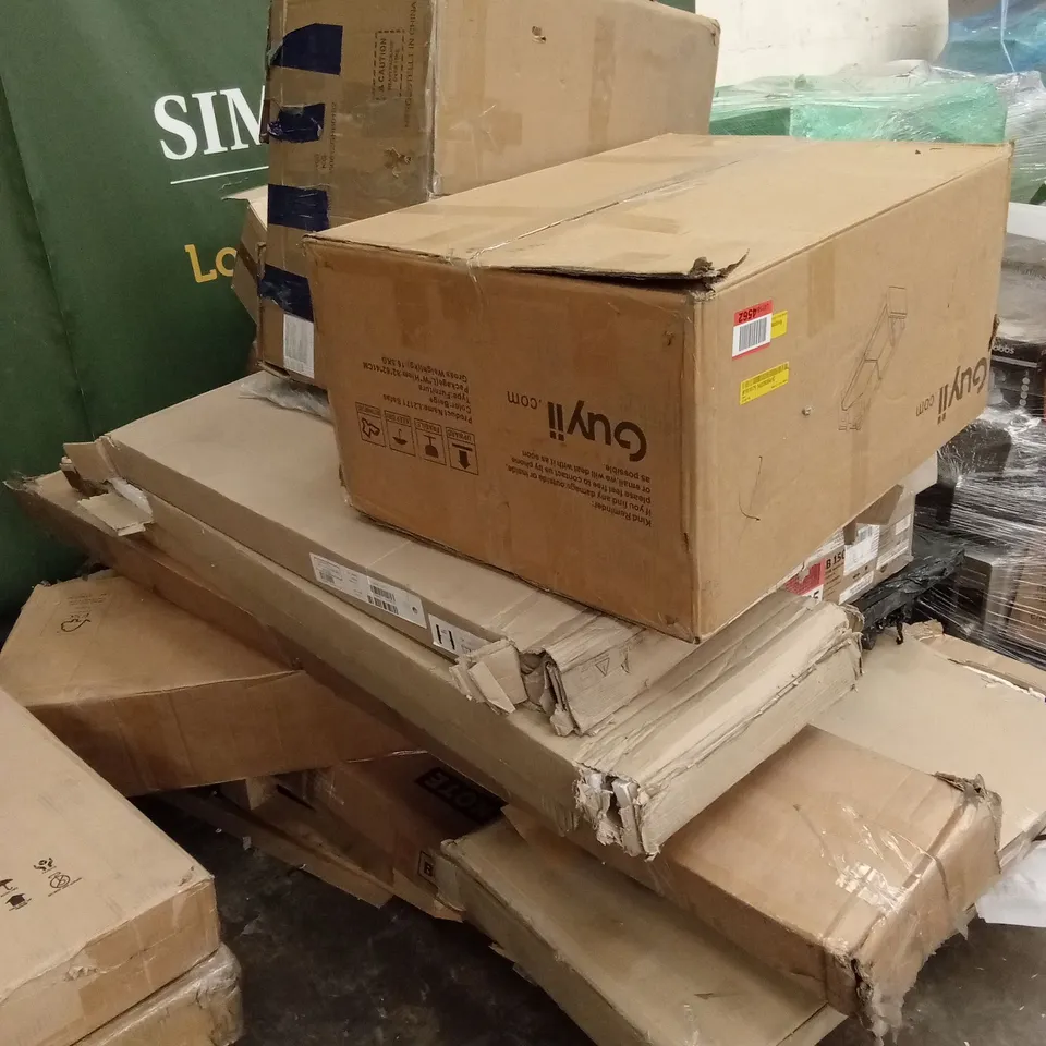 PALLET OF ASSORTED INCOMPLETE FURNITURE PARTS AND PIECES