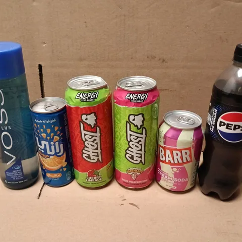 APPROXIMATELY 12 ASSORTED FOOD AND DRINKS ITEMS TO INCLUDE - PEPSI MAX , BARR AND GHOST ENERGY
