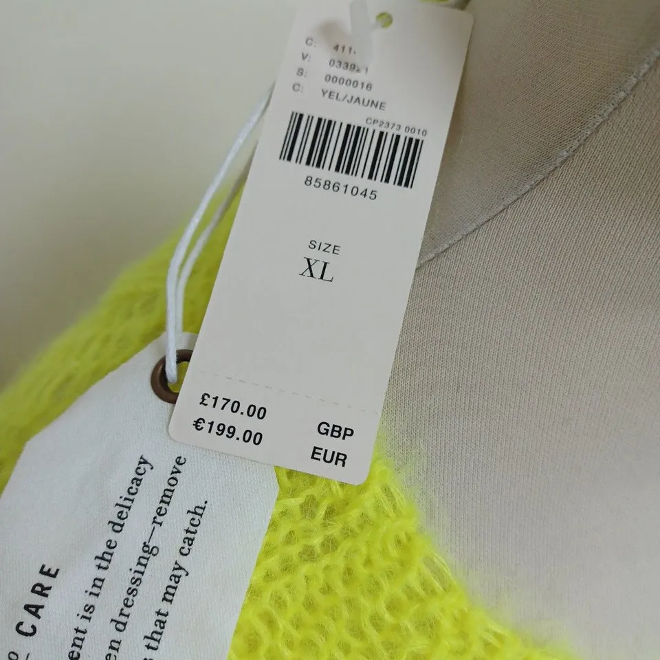 ANTHROPOLOGIE OB STITCHY NEON MOHAIR YELLOW JUMPER - XL