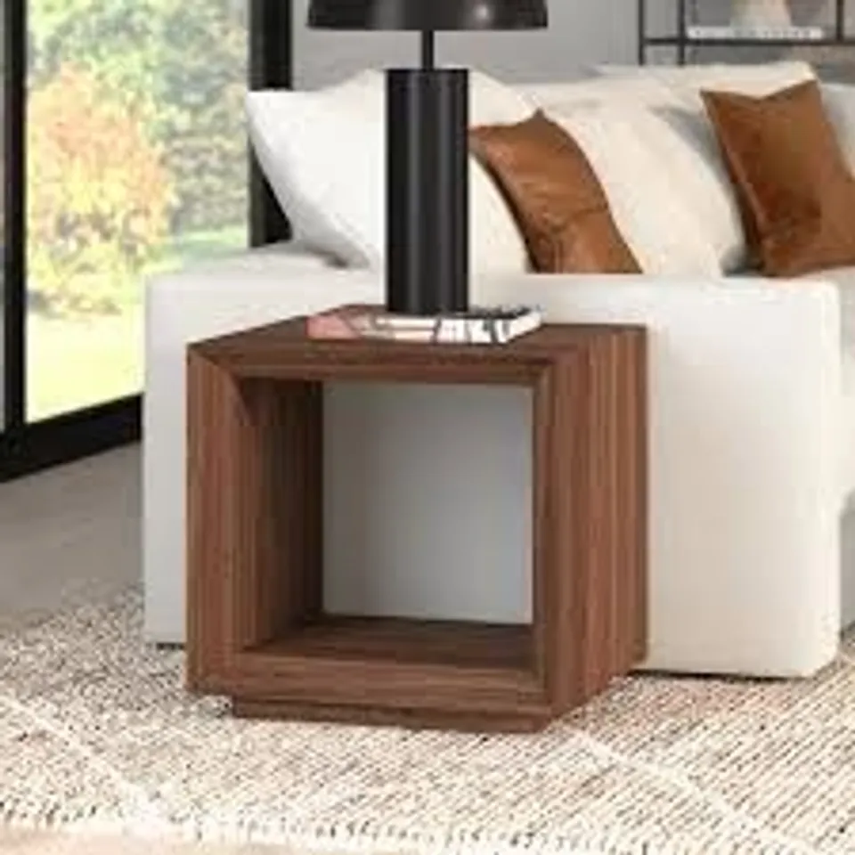 BOXED SIDE TABLE IN SATIN WALLNUT FINISH 