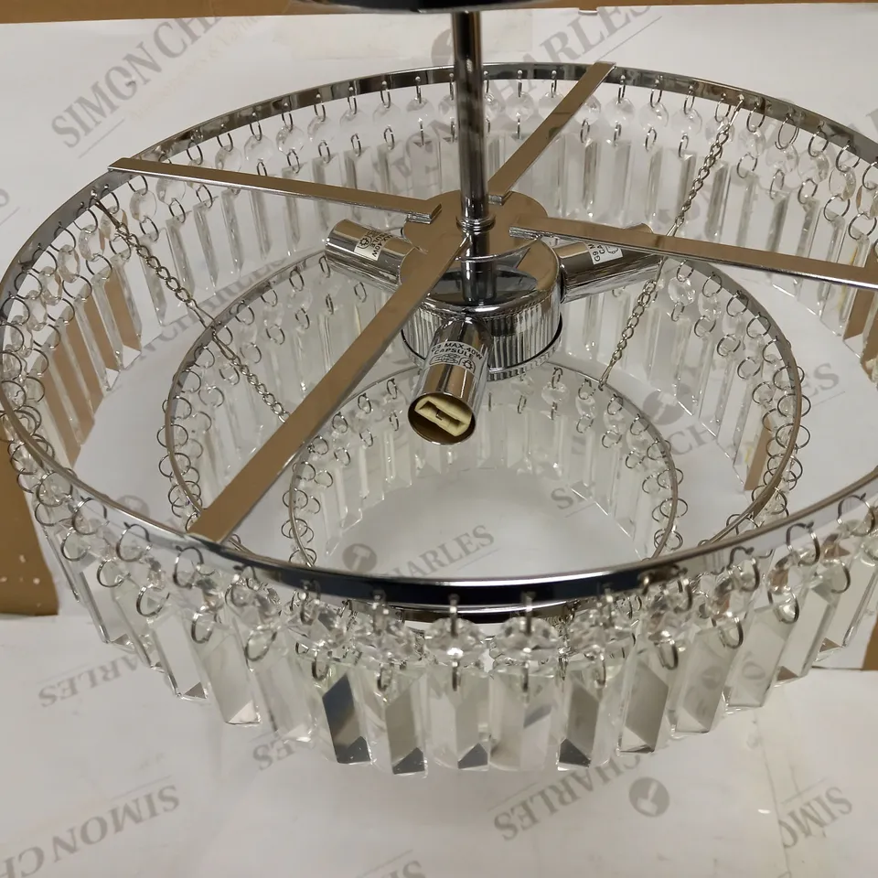 DAR LIGHTING ROWENA 3LT SEMI FLUSH - POLISHED CHROME FINISH, CRYSTAL DECORATION