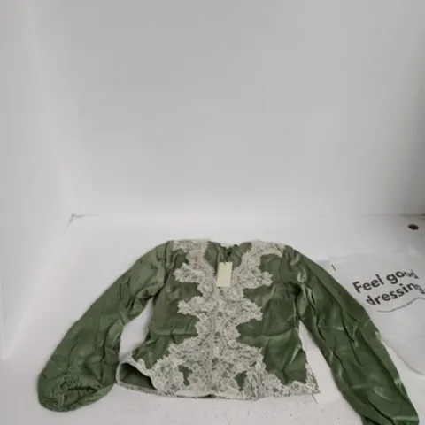 NEVER FULLY DRESSED GREEN DRESS, UK 8 (EU 36, US 4) WITH LACE DETAILING