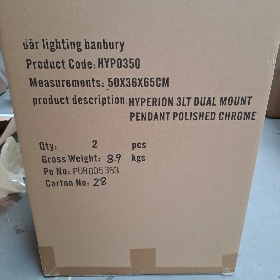 DAR LIGHTING BANBURY HYPERION 3LT DUAL MOUNT PENDANT POLISHED CHROME