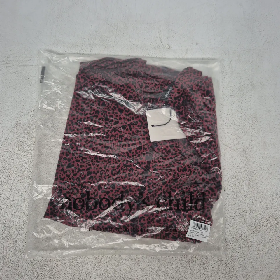 BAGGED NOBODY'S CHILD EXPOSED SEAM PRINTED LONG SLEEVE VEST IN RED SIZE UK 16