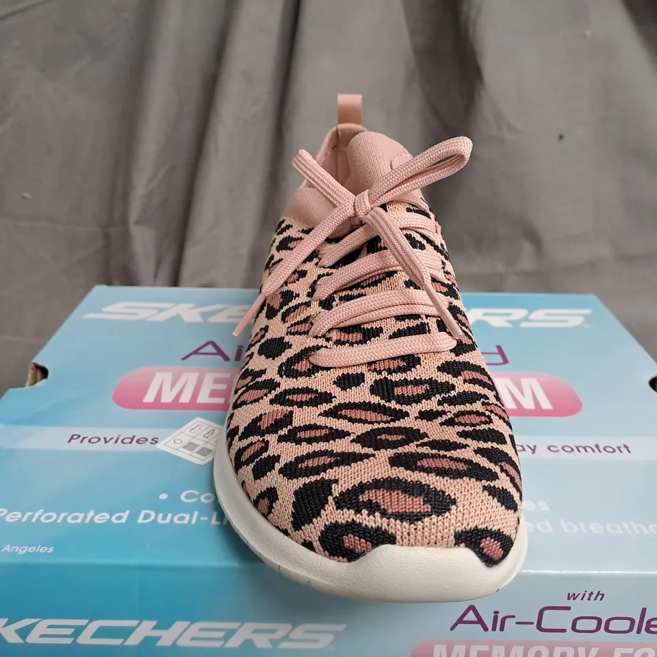 BOXED PAIR OF SKECHERS ANIMAL PRINT AIR COOLD TRAINERS - SIZE 6