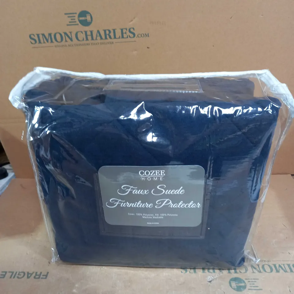 COZEE HOME FAUX SUEDE QUILTED FURNITURE PROTECTOR - 2 SEATER, NAVY