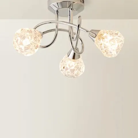 BOXED VALUELIGHTS ASTLEY POLISHED CHROME 3 ARM SEMI FLUSH CEILING LIGHT