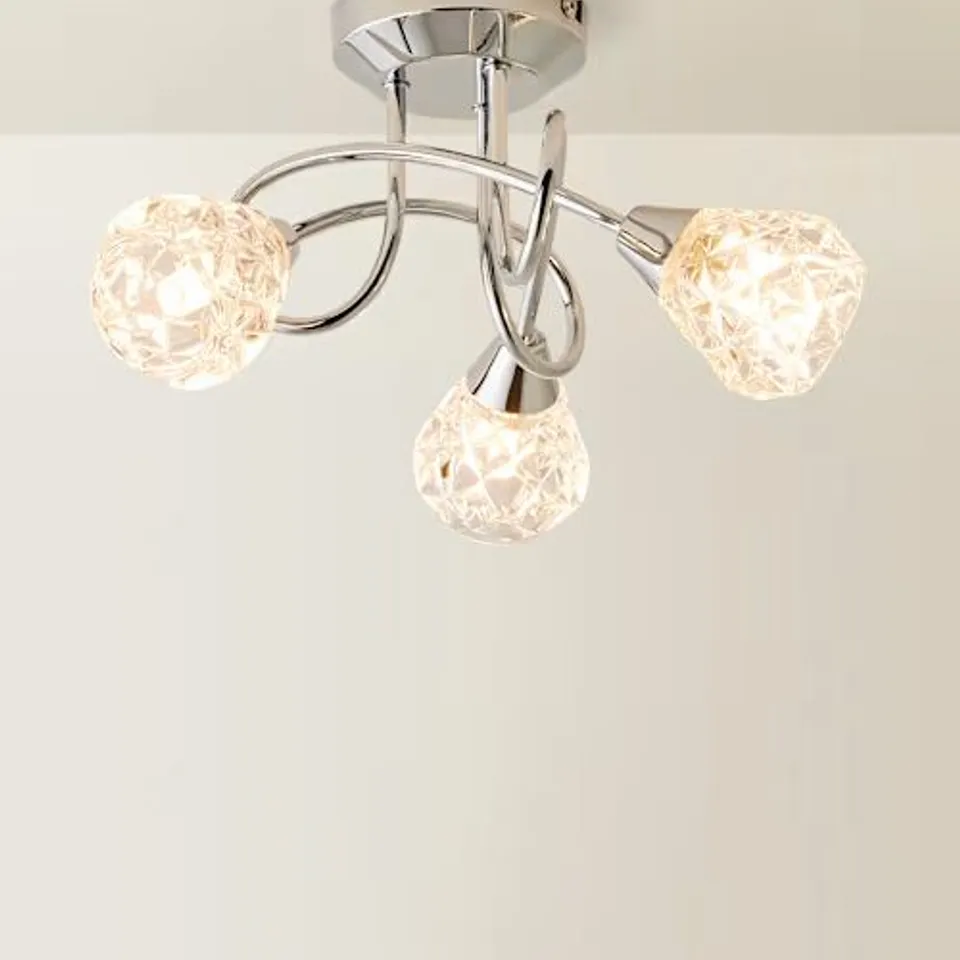 BOXED VALUELIGHTS ASTLEY POLISHED CHROME 3 ARM SEMI FLUSH CEILING LIGHT