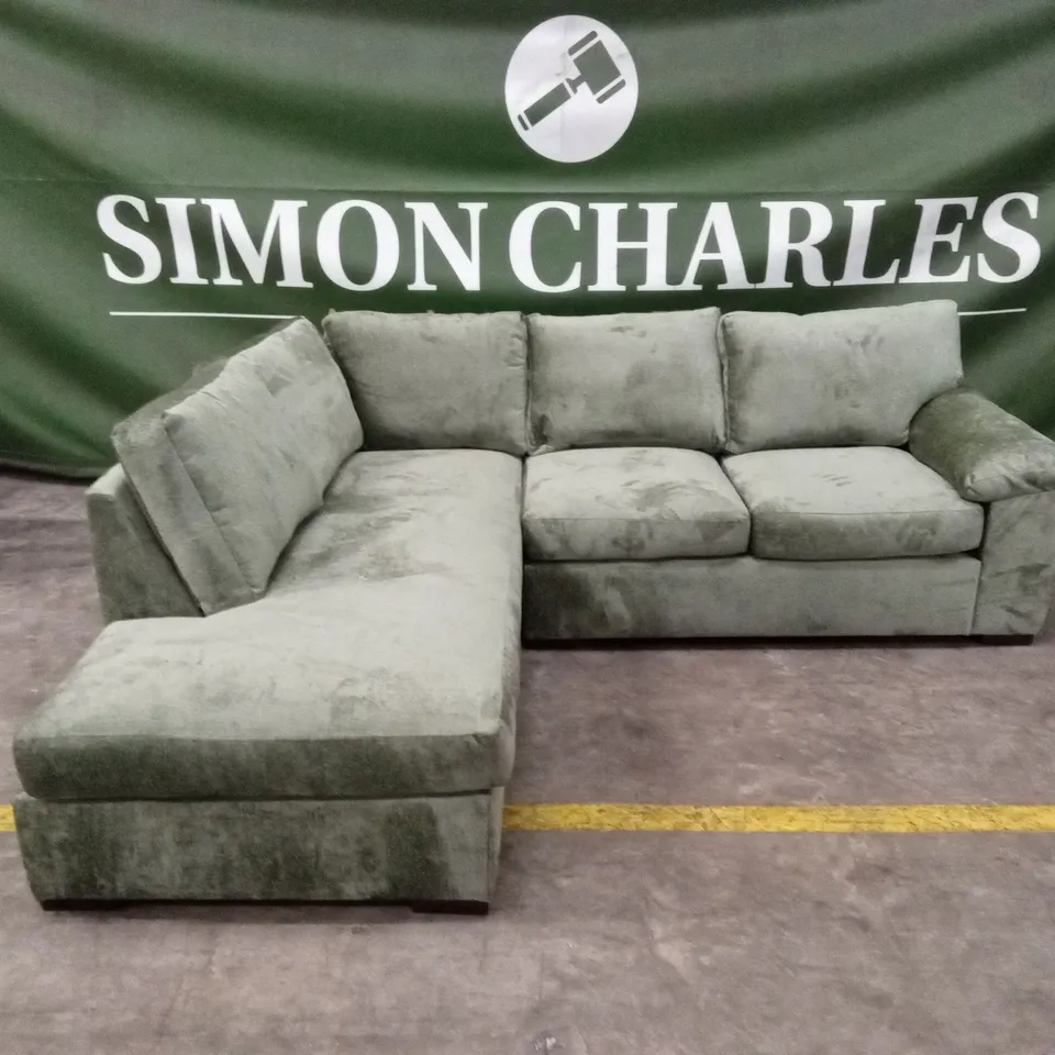 SALERNO STANDARD BACK FABRIC LEFT HAND CORNER CHAISE SOFA - GREEN RRP £999